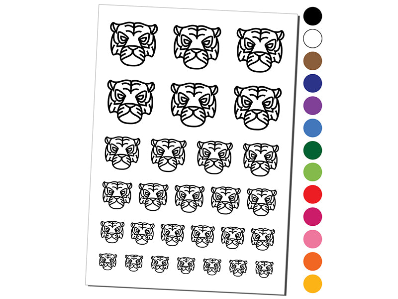 Tiger Head Icon Temporary Tattoo Water Resistant Fake Body Art Set Collection