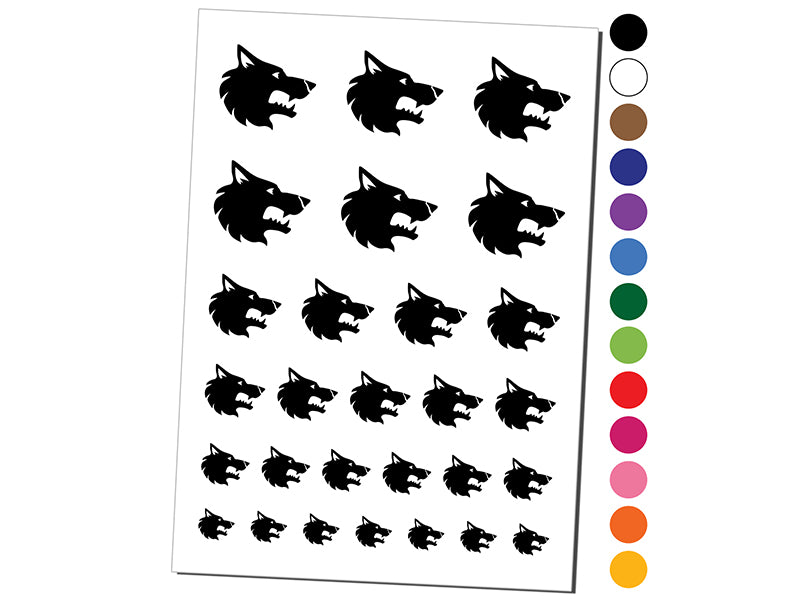 Wolf Head Side Profile Temporary Tattoo Water Resistant Fake Body Art Set Collection