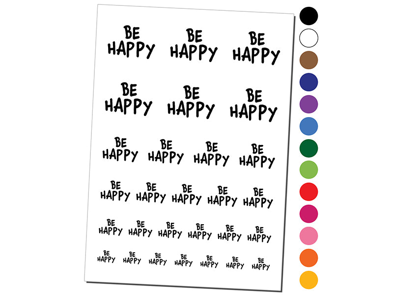 Be Happy Fun Text Temporary Tattoo Water Resistant Fake Body Art Set Collection