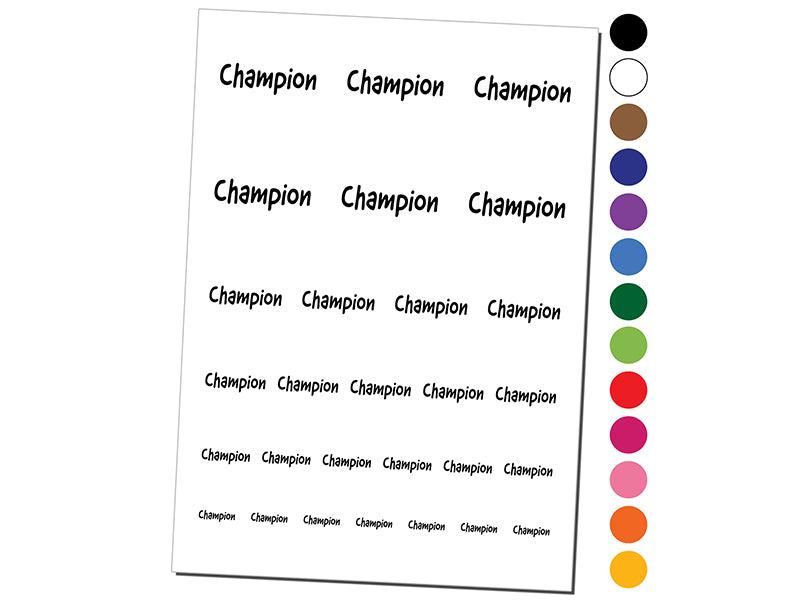 Champion Fun Text Teacher Temporary Tattoo Water Resistant Fake Body Art Set Collection