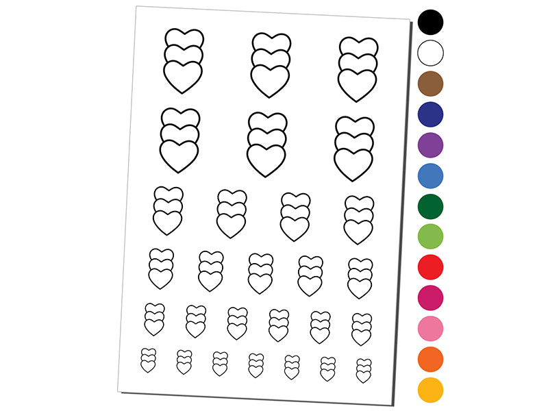 Heart Love Trio Temporary Tattoo Water Resistant Fake Body Art Set Collection