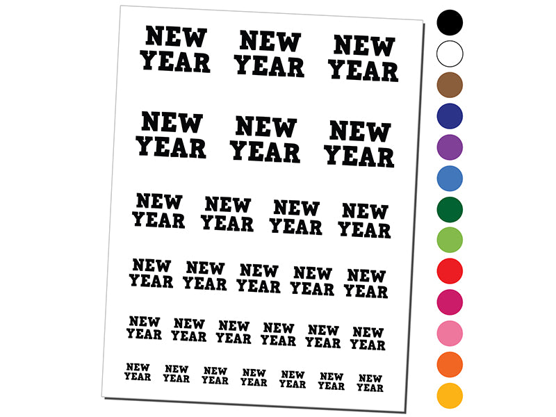 New Year Fun Text Temporary Tattoo Water Resistant Fake Body Art Set Collection