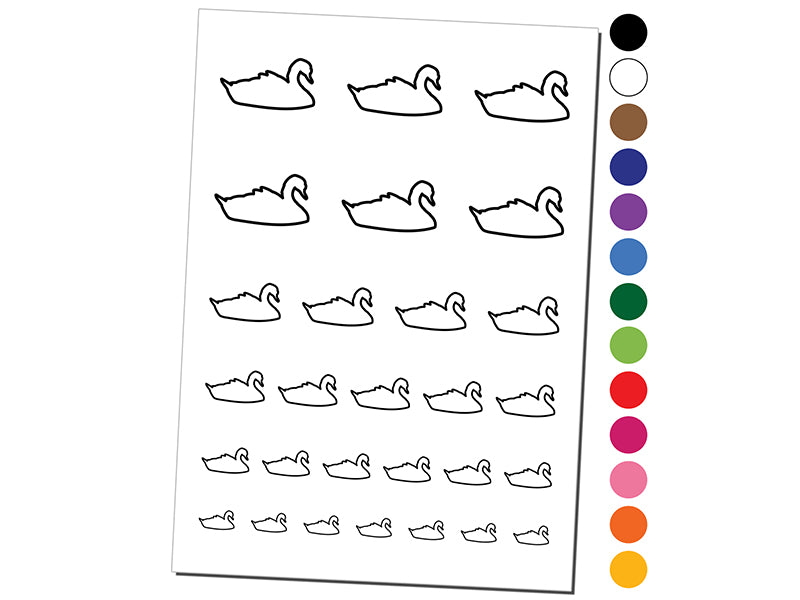 Swan Swimming Outline Temporary Tattoo Water Resistant Fake Body Art Set Collection