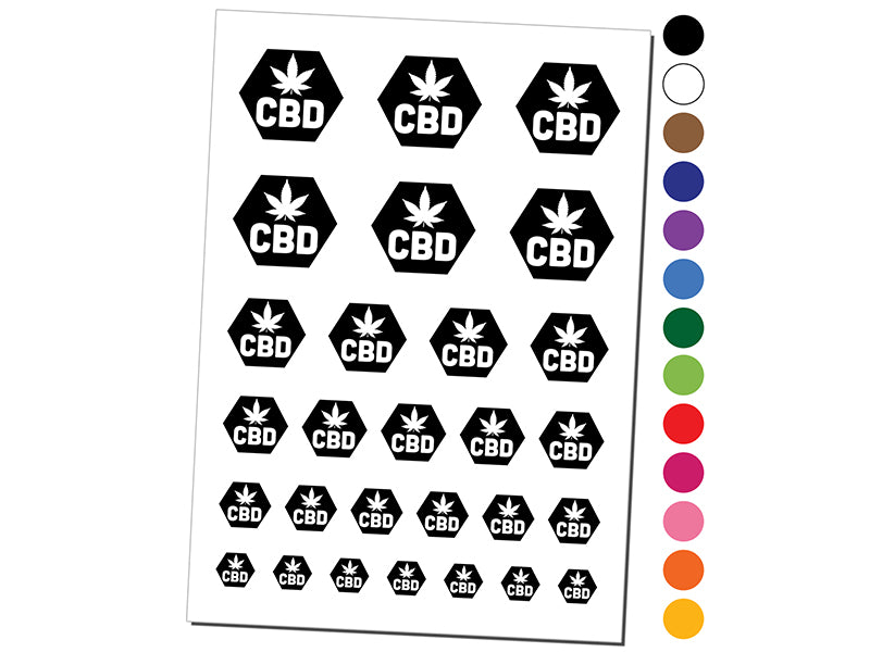 CBD Marijuana Leaf Hexagon Temporary Tattoo Water Resistant Fake Body Art Set Collection