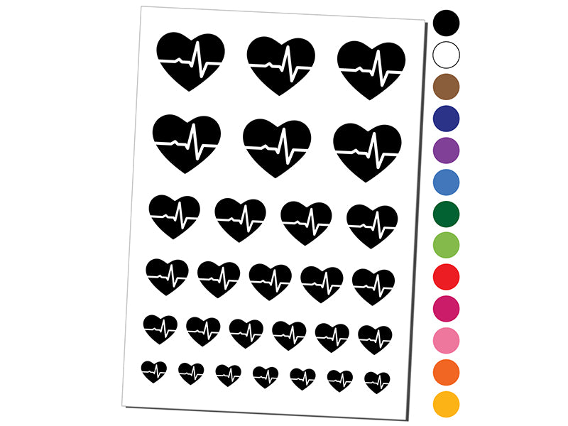 EKG Pulse Heart Beat Temporary Tattoo Water Resistant Fake Body Art Set Collection