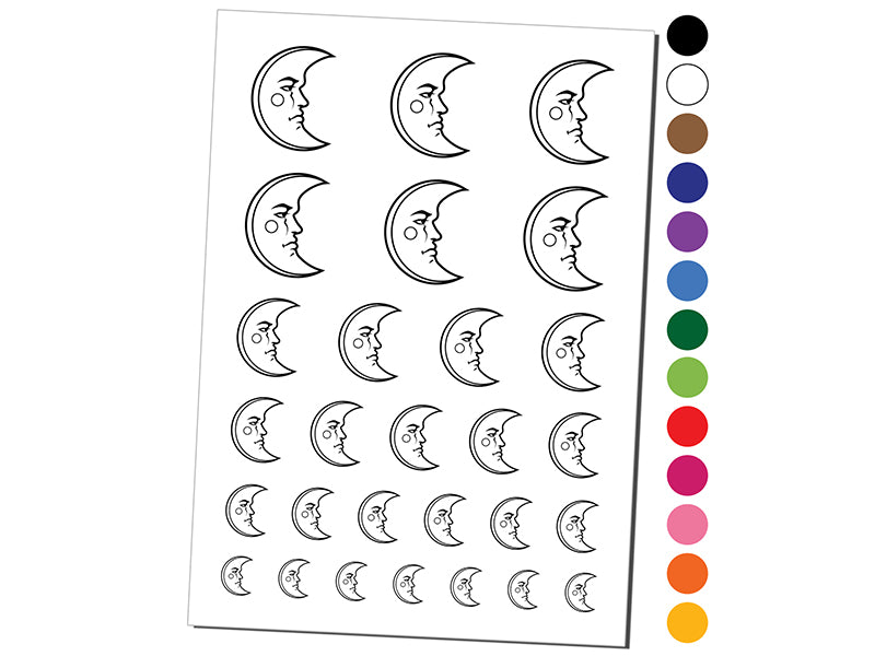 Heraldic Moon Face Temporary Tattoo Water Resistant Fake Body Art Set Collection