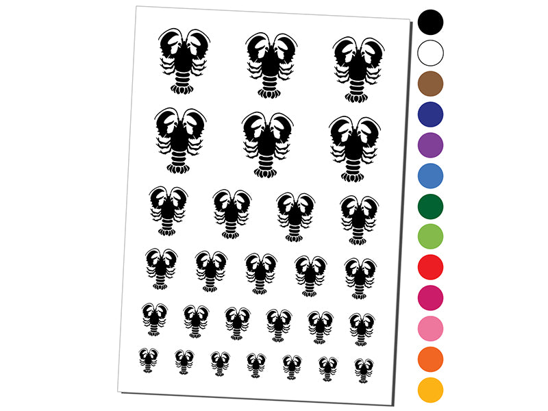 Maine Lobster Silhouette Temporary Tattoo Water Resistant Fake Body Art Set Collection