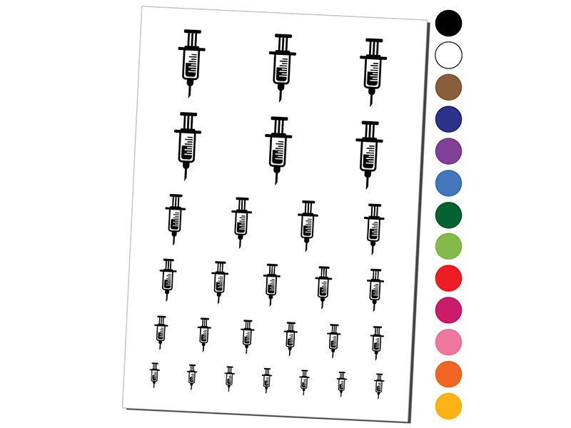 Medical Syringe Temporary Tattoo Water Resistant Fake Body Art Set Collection