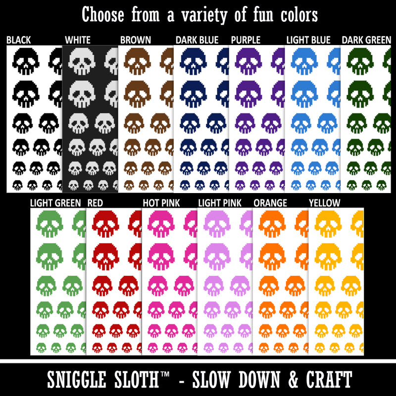 Pixel Digital Skull Temporary Tattoo Water Resistant Fake Body Art Set Collection