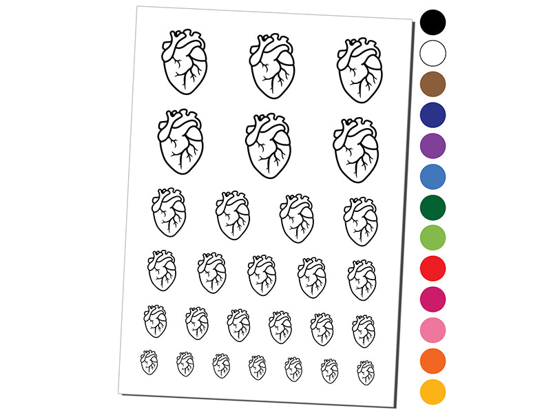 Realistic Human Heart Temporary Tattoo Water Resistant Fake Body Art Set Collection