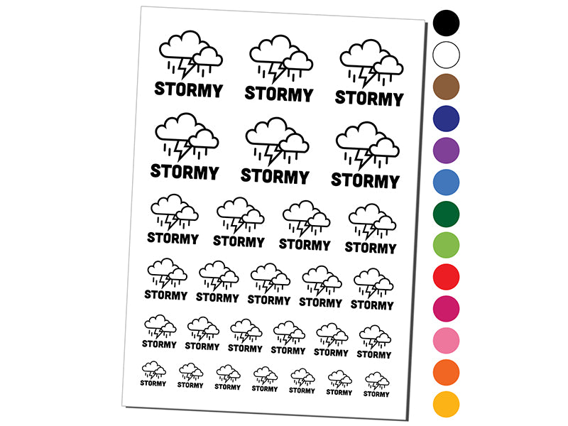 Stormy Storm Weather Day Planner Temporary Tattoo Water Resistant Fake Body Art Set Collection