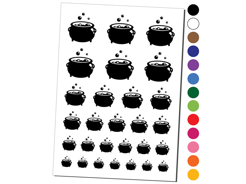 Witch's Bubbling Cauldron Pot Halloween Temporary Tattoo Water Resistant Fake Body Art Set Collection
