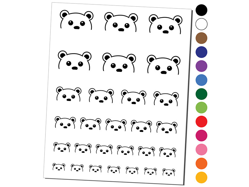 Peeking Bear Temporary Tattoo Water Resistant Fake Body Art Set Collection