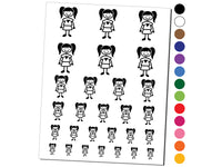 Stick Figure Girl Daughter Temporary Tattoo Water Resistant Fake Body Art Set Collection