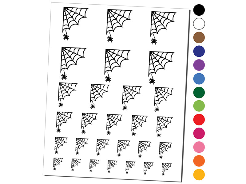 Web Corner With Spider Halloween Temporary Tattoo Water Resistant Fake Body Art Set Collection