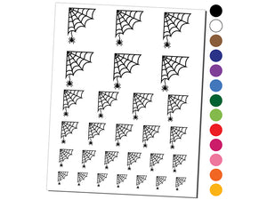 Web Corner With Spider Halloween Temporary Tattoo Water Resistant Fake Body Art Set Collection