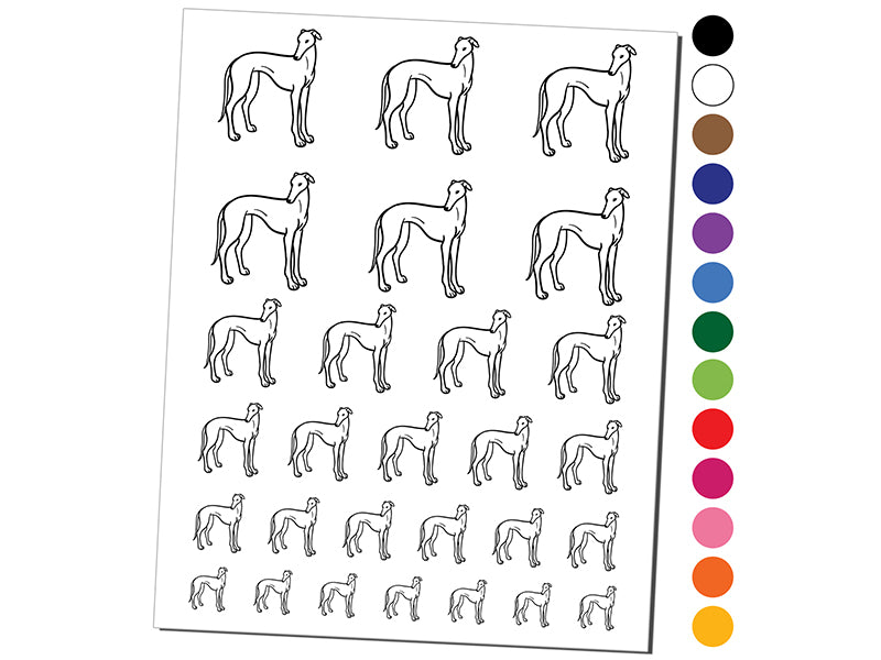 Affectionate Greyhound Pet Dog Temporary Tattoo Water Resistant Fake Body Art Set Collection