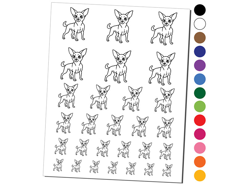 Charming Chihuahua Pet Dog Temporary Tattoo Water Resistant Fake Body Art Set Collection