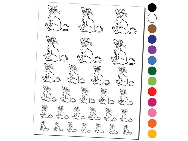 Enthusiastic Oriental Shorthair Cat Temporary Tattoo Water Resistant Fake Body Art Set Collection