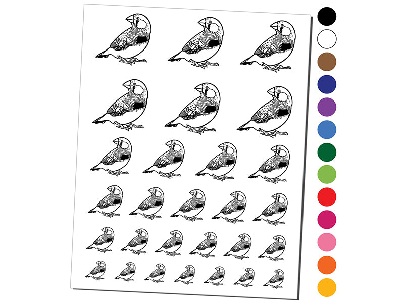 Happy Zebra Finch Bird Temporary Tattoo Water Resistant Fake Body Art Set Collection