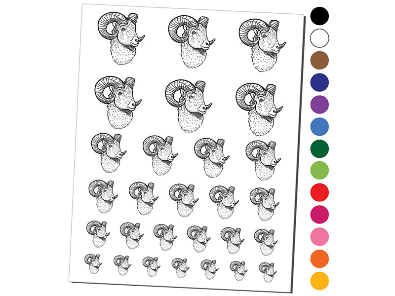 Majestic Bighorn Sheep Head Temporary Tattoo Water Resistant Fake Body Art Set Collection