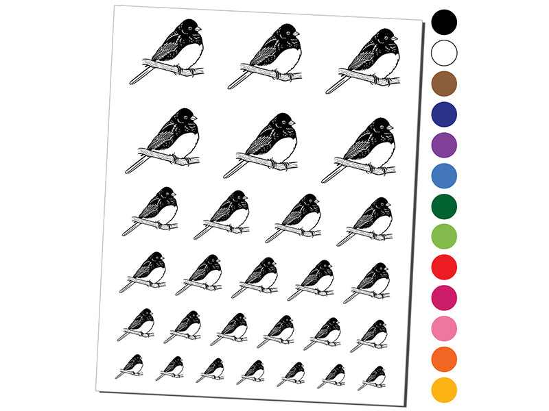 Perched Dark-Eyed Junco Bird Temporary Tattoo Water Resistant Fake Body Art Set Collection