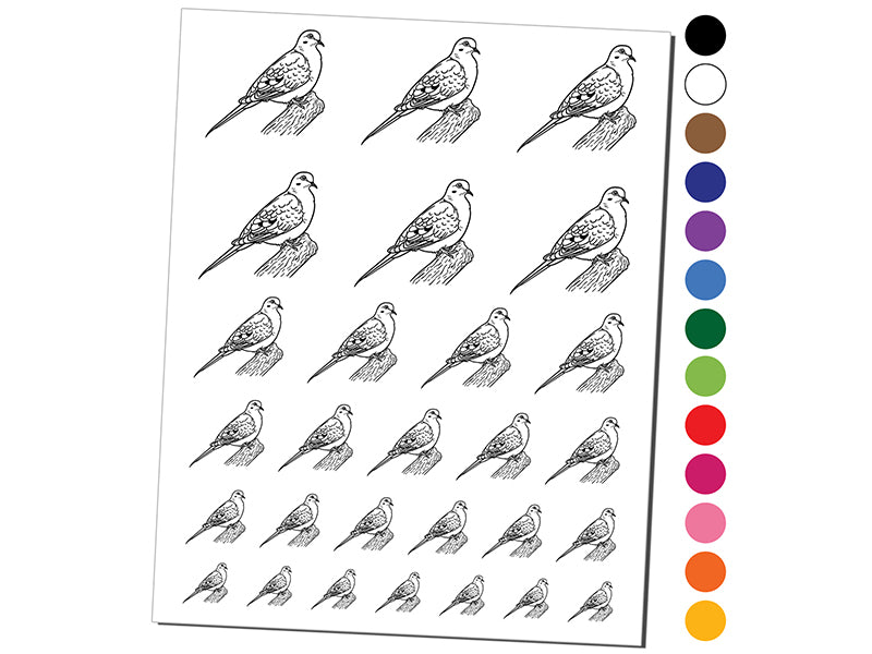 Watchful Mourning Dove Bird Temporary Tattoo Water Resistant Fake Body Art Set Collection