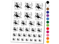 Witch on Broom with Black Cat Halloween Temporary Tattoo Water Resistant Fake Body Art Set Collection