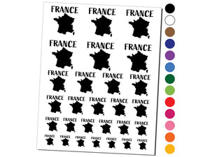 France Country Solid with Text Temporary Tattoo Water Resistant Fake Body Art Set Collection