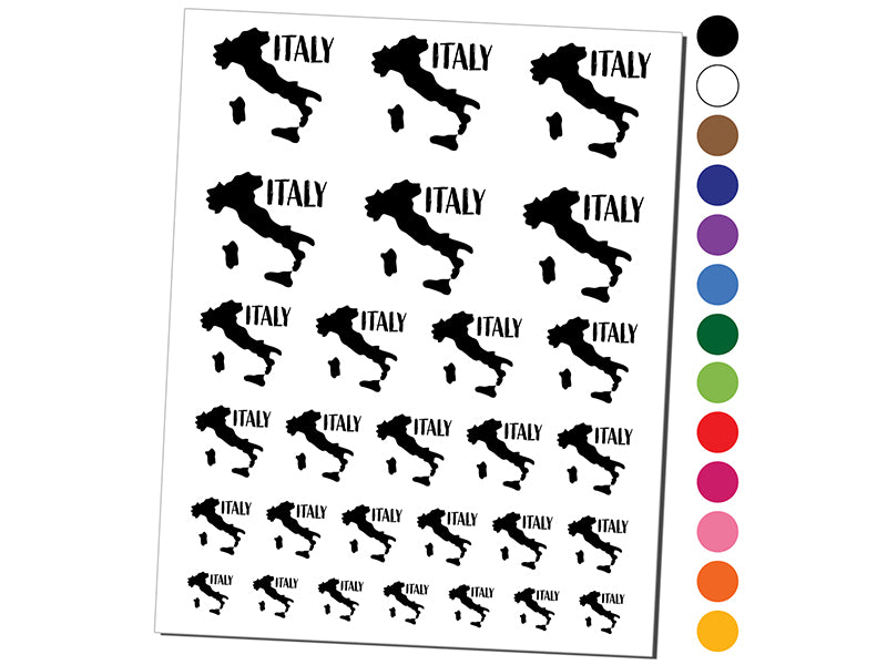 Italy Country Solid with Text Temporary Tattoo Water Resistant Fake Body Art Set Collection