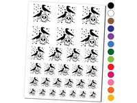 Two Ravens and Skull Halloween Doodle Temporary Tattoo Water Resistant Fake Body Art Set Collection