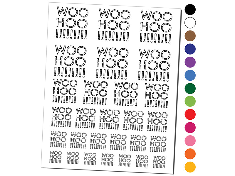 Woo Hoo Outline Fun Text Temporary Tattoo Water Resistant Fake Body Art Set Collection