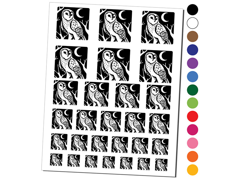 Barn Owl Standing in the Night Temporary Tattoo Water Resistant Fake Body Art Set Collection