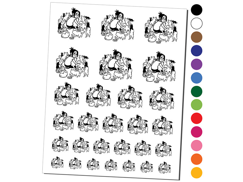 Crazy Cat Lady Surrounded Temporary Tattoo Water Resistant Fake Body Art Set Collection