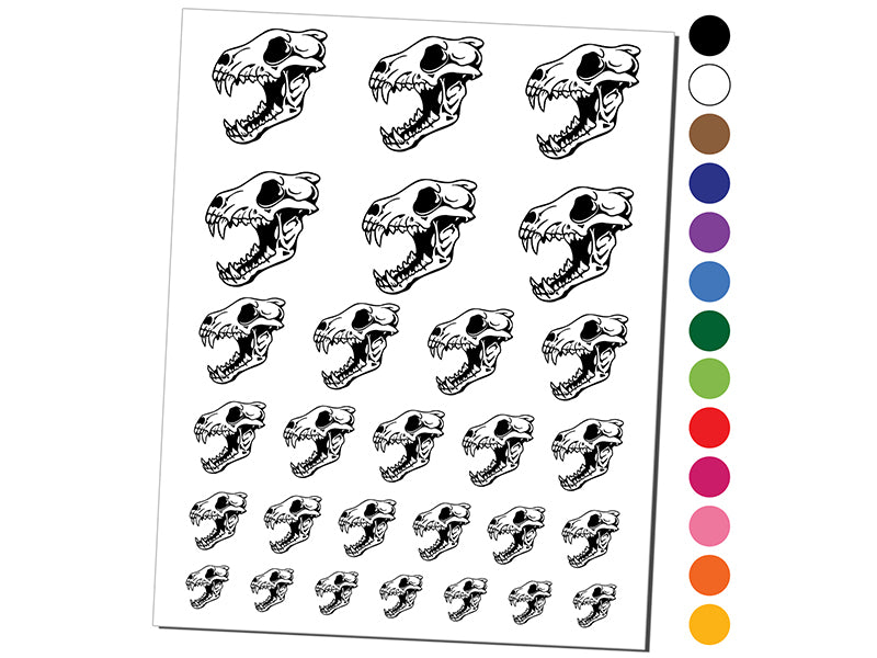 Gray Wolf Skull Temporary Tattoo Water Resistant Fake Body Art Set Collection