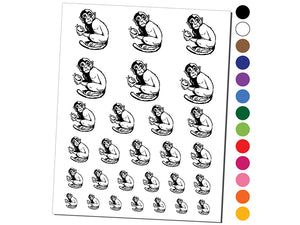 Monkey Eating Fruit Temporary Tattoo Water Resistant Fake Body Art Set Collection