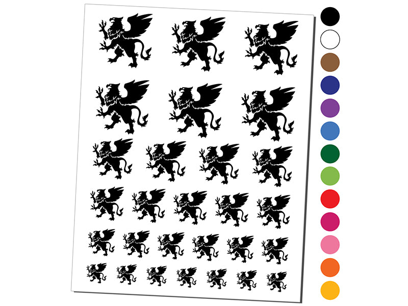 Regal Heraldic Griffin Temporary Tattoo Water Resistant Fake Body Art Set Collection