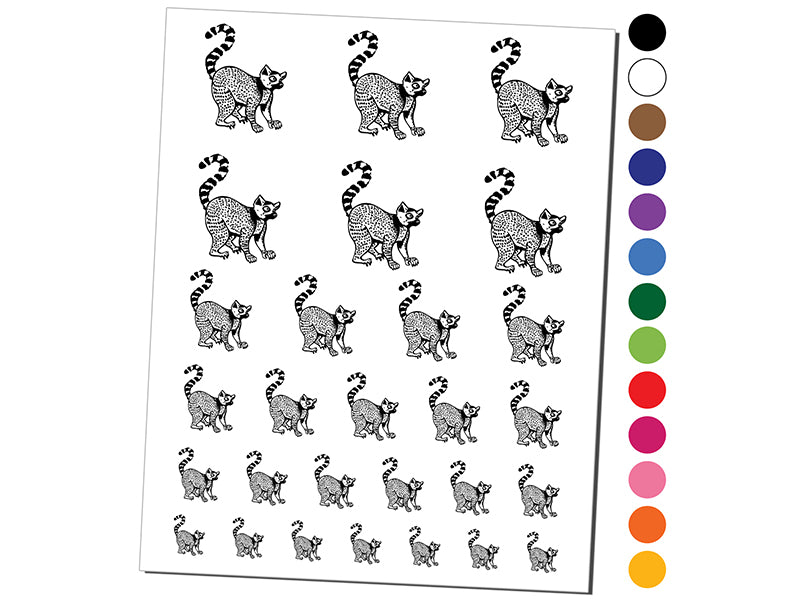 Ring-Tailed Lemur Temporary Tattoo Water Resistant Fake Body Art Set Collection