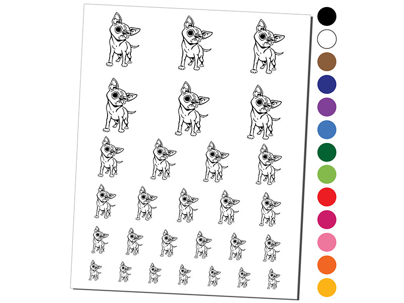 Suspicious Chihuahua Dog Temporary Tattoo Water Resistant Fake Body Art Set Collection