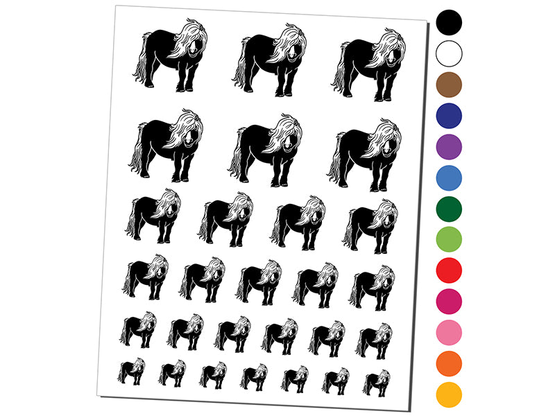 Shetland Pony with Wind Blown Hair Temporary Tattoo Water Resistant Fake Body Art Set Collection