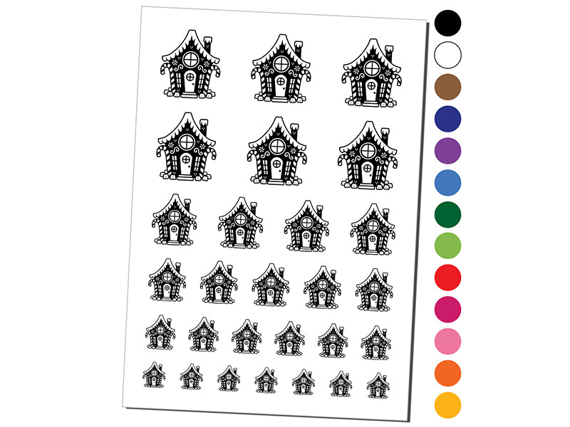 Gingerbread House with Peppermint and Gumdrops Christmas Temporary Tattoo Water Resistant Fake Body Art Set Collection