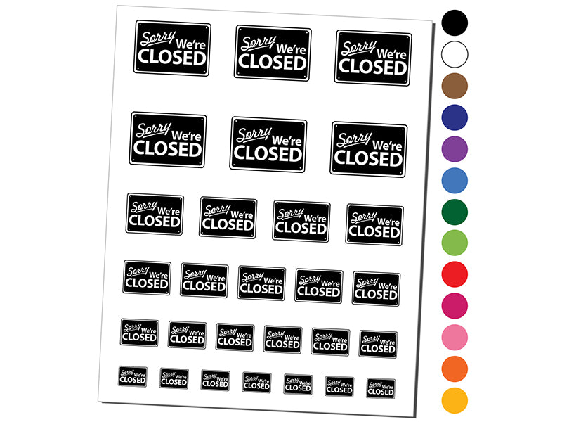 Sorry We're Closed Sign Temporary Tattoo Water Resistant Fake Body Art Set Collection