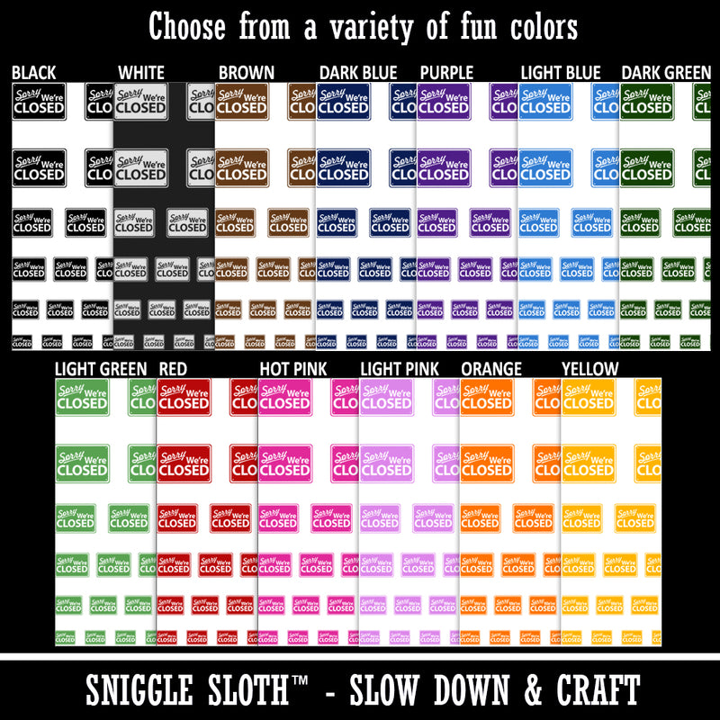 Sorry We're Closed Sign Temporary Tattoo Water Resistant Fake Body Art Set Collection
