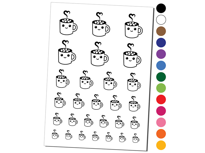 Cute Kawaii Hot Chocolate Temporary Tattoo Water Resistant Fake Body Art Set Collection