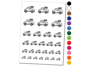 Cute Truck with Flag Temporary Tattoo Water Resistant Fake Body Art Set Collection