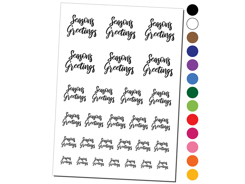 Seasons Greetings Text Temporary Tattoo Water Resistant Fake Body Art Set Collection