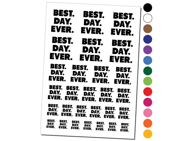 Best Day Ever Bold Text Temporary Tattoo Water Resistant Fake Body Art Set Collection