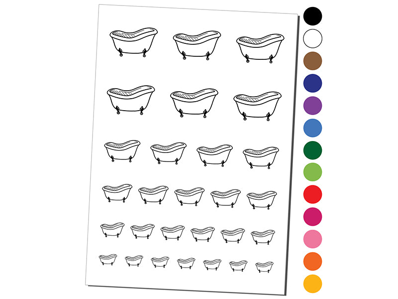 Cast Iron Bath Tub Temporary Tattoo Water Resistant Fake Body Art Set Collection