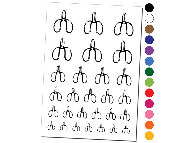 Floral Scissors for Gardening Temporary Tattoo Water Resistant Fake Body Art Set Collection