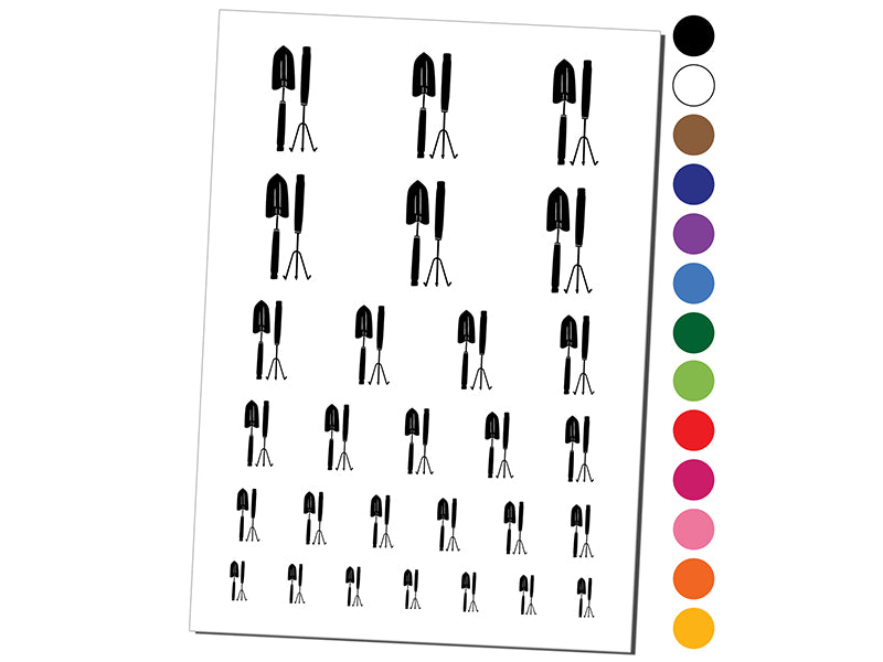 Gardening Tools Trowel Hand Rake Temporary Tattoo Water Resistant Fake Body Art Set Collection